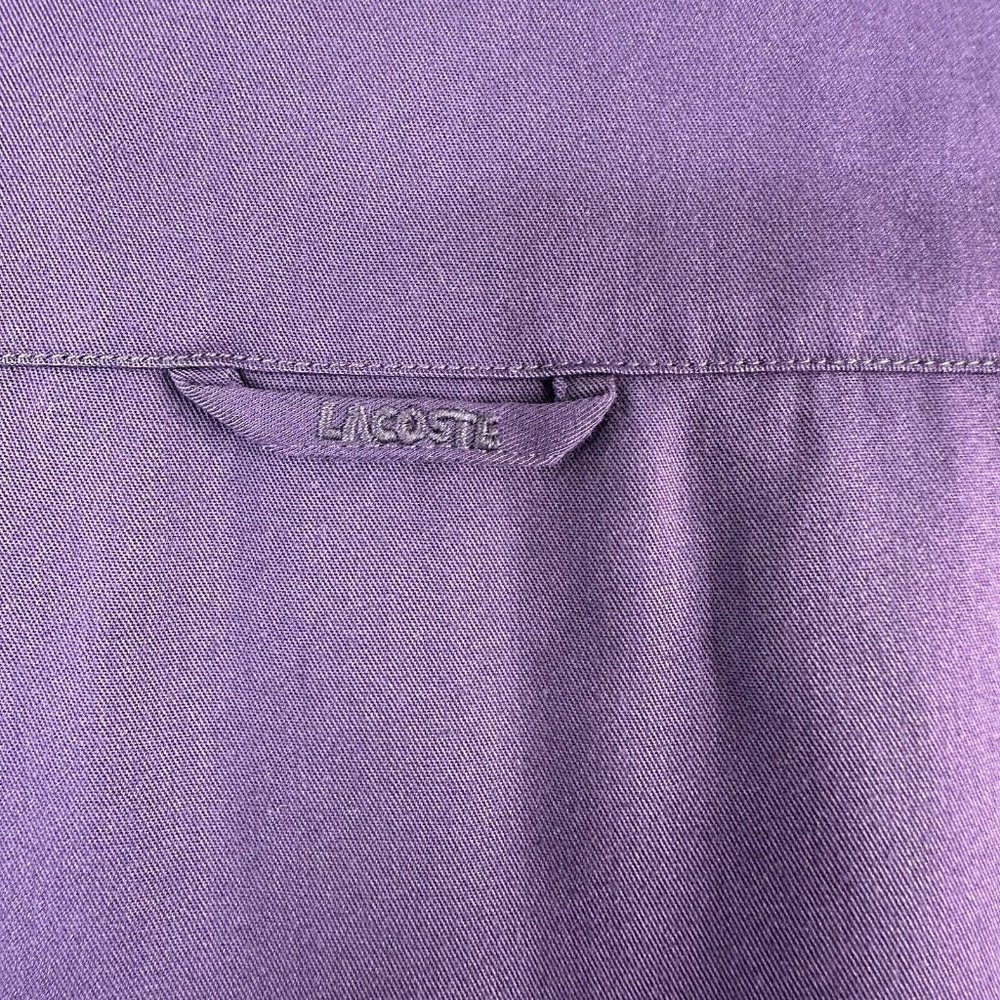 NWT Lacoste Women's Shift Shirt Dress Purple Midi Long Sleeve or Roll Sleeve 2 - Picture 5 of 11